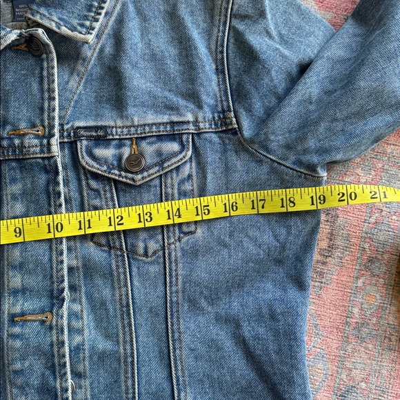 Vintage Faconnable Medium 100% Cotton Fitted Denim Jacket Light Waist Flare - Picture 8 of 9